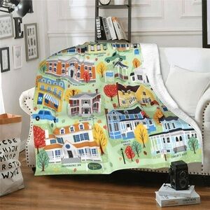 New in Sealed Package Gilmore Girls Stars Hollow Map Fleece Throw Blanket 50”x40
